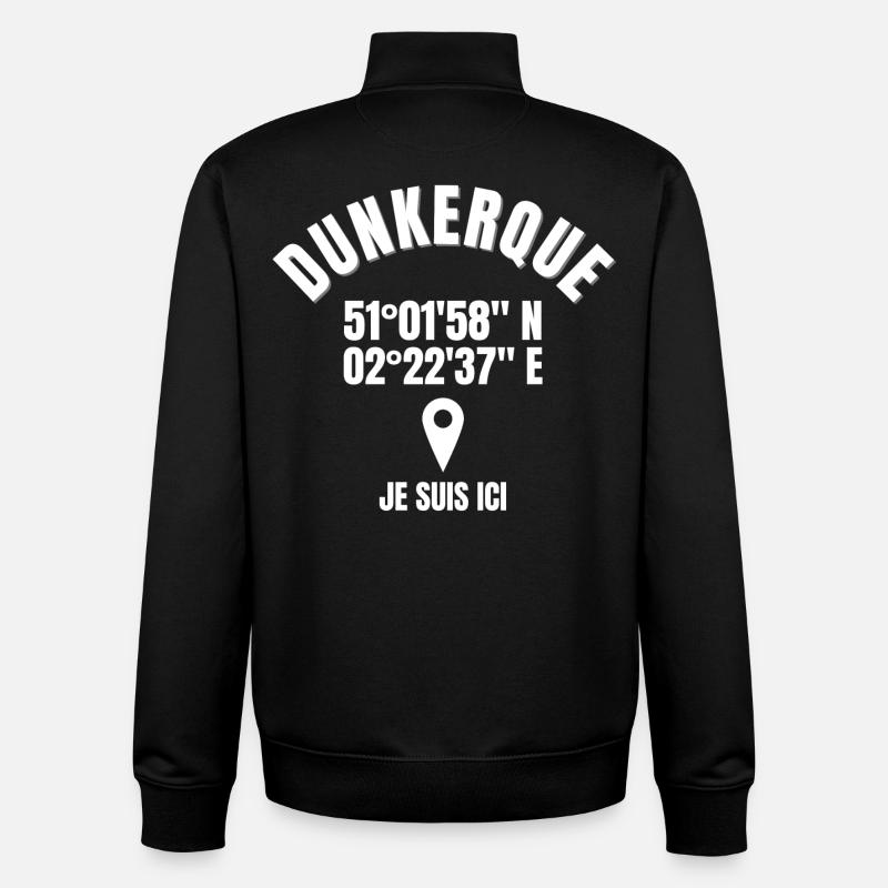 Dunkerque, Nord-Pas-De-Calais, Dunkerquois - Sweat zippé unisexe en coton bio Stanley/Stella - noir