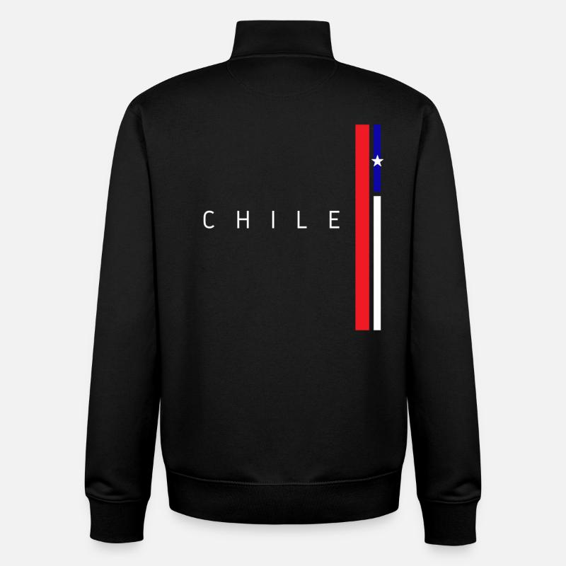 Drapeau du Chili, fierté chilienne - Sweat zippé unisexe en coton bio Stanley/Stella - noir