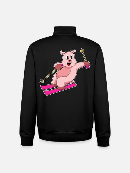 Pig Skier Ski - Sweat zippé unisexe en coton bio Stanley/Stella - noir