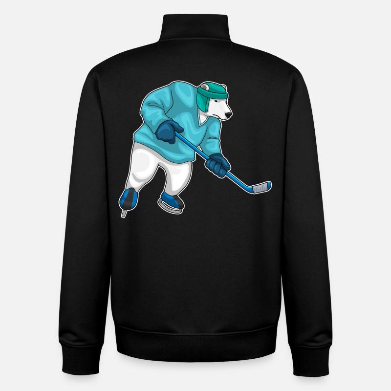Eisbär Eishockey Eishockeyschläger - Unisex Organic Zip Sweatshirt von Stanley/Stella - Schwarz