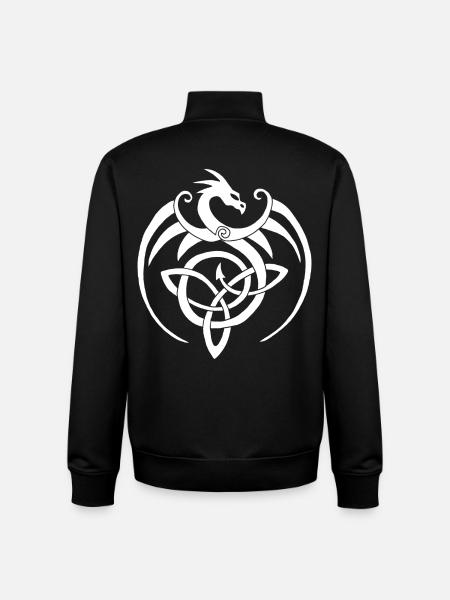 Dragon blanc et symbole celte - Sweat zippé unisexe en coton bio Stanley/Stella - noir