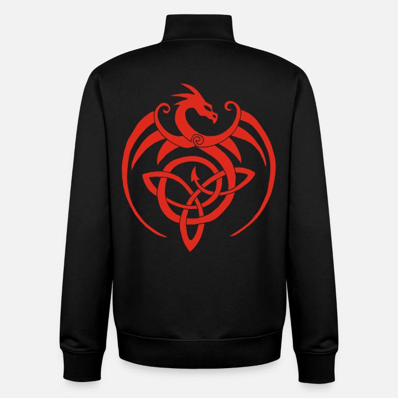 Drago rosso e simbolo celtico - Felpa unisex con zip in cotone biologico di Stanley/Stella - nero