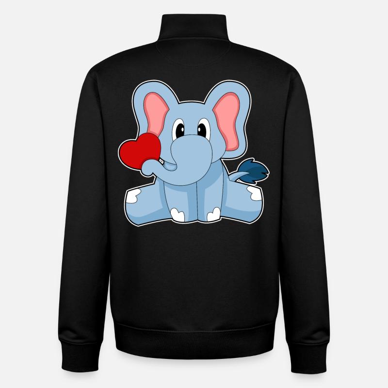Elefant Herz - Unisex Organic Zip Sweatshirt von Stanley/Stella - Schwarz