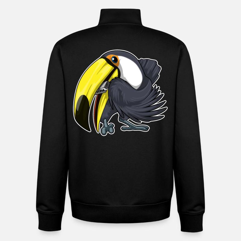 Toucan Musicien Harmonica Musique - Sweat zippé unisexe en coton bio Stanley/Stella - noir