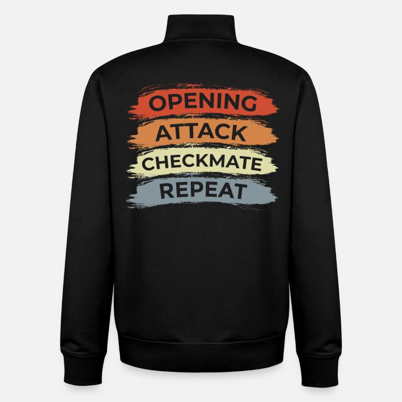 Dicton d’échecs - Sweat zippé unisexe en coton bio Stanley/Stella - noir