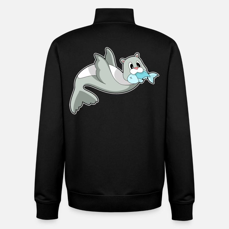 Seehund Fisch - Unisex Organic Zip Sweatshirt von Stanley/Stella - Schwarz