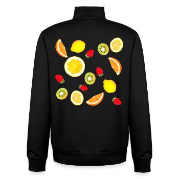 Assortiment de fruits frais - Sweat zippé unisexe en coton bio Stanley/Stella - noir - Dos - AI Model Male 185 light (185cm)