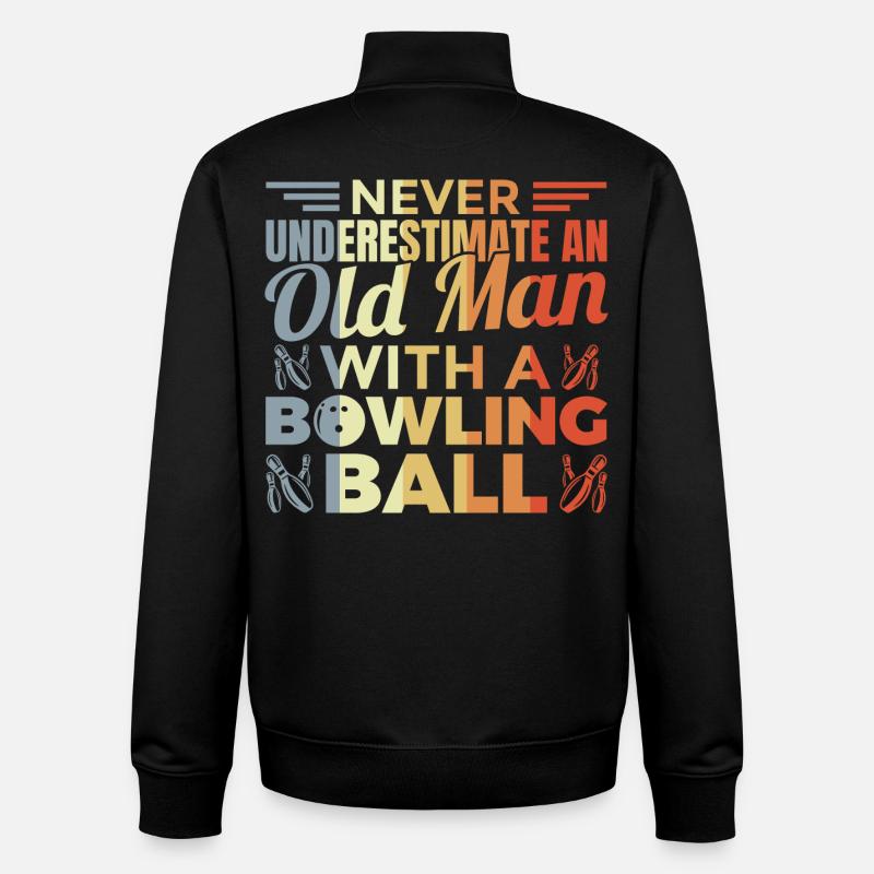 Old bowling player - Unisex Organic Zip Sweatshirt by Stanley/Stella - black