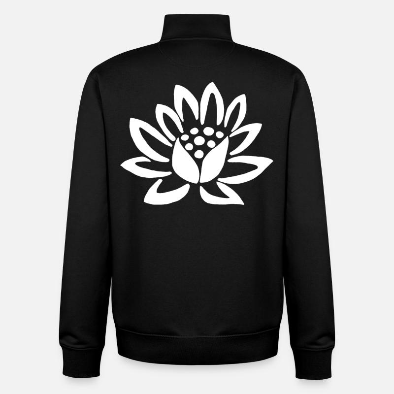 White Lotus and Nature - Unisex Organic Zip Sweatshirt by Stanley/Stella - black