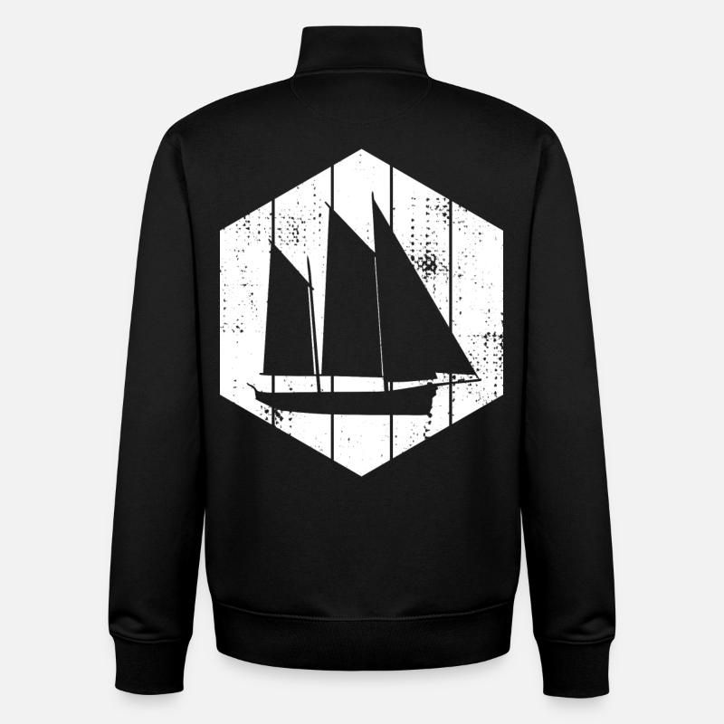 Voilier - Sweat zippé unisexe en coton bio Stanley/Stella - noir