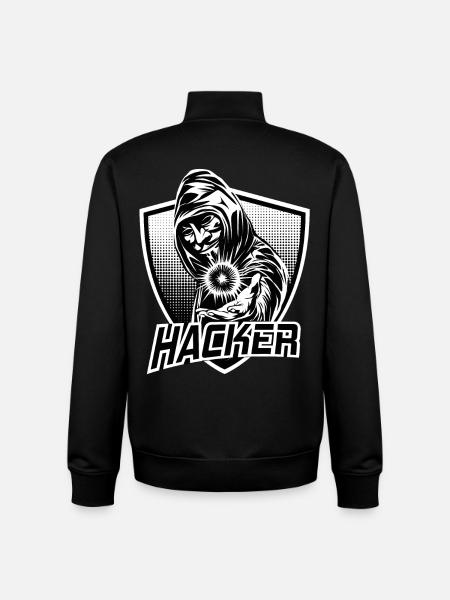 HACKER - Sweat zippé unisexe en coton bio Stanley/Stella - noir