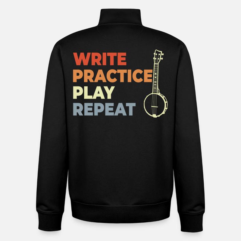 Banjo Motivation - Unisex Organic Zip Sweatshirt by Stanley/Stella - black