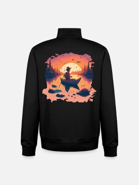 Pêcheurs en automne - Sweat zippé unisexe en coton bio Stanley/Stella - noir