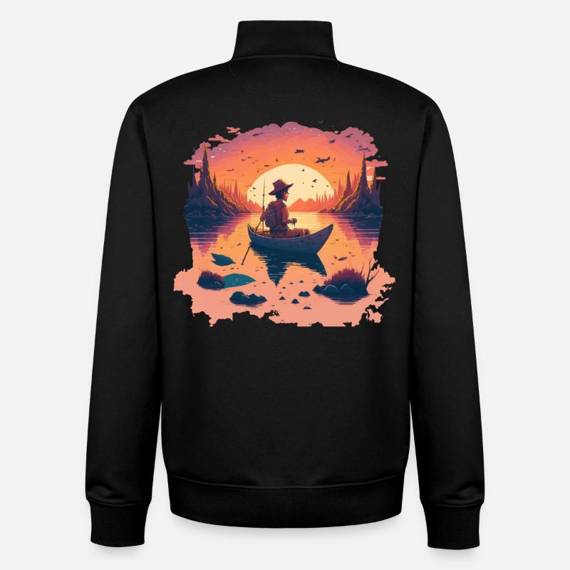 Pêcheurs en automne - Sweat zippé unisexe en coton bio Stanley/Stella - noir