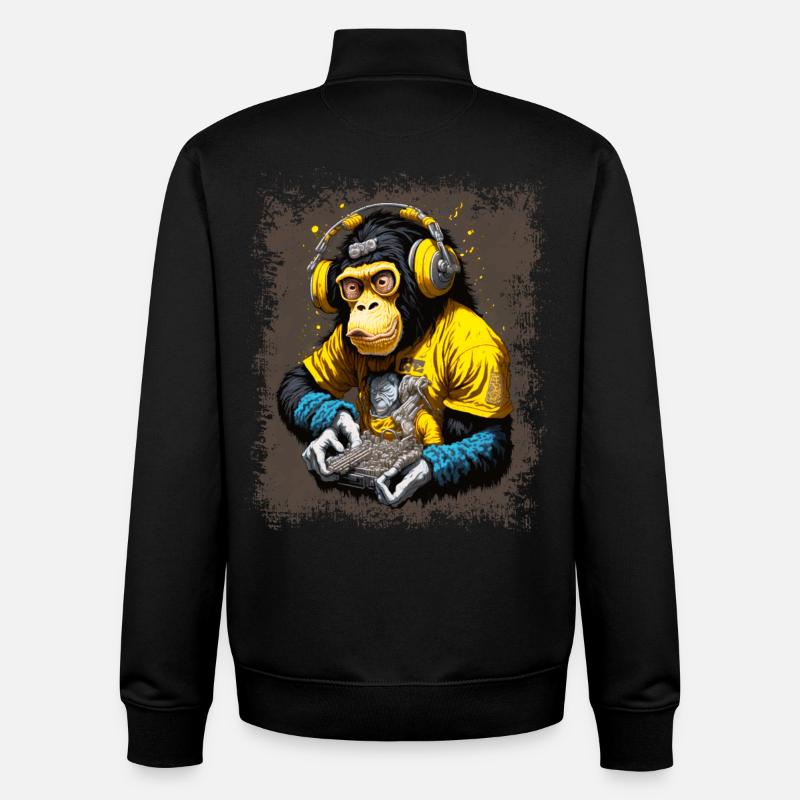 DJ Monkey - Unisex Organic Zip Sweatshirt by Stanley/Stella - black