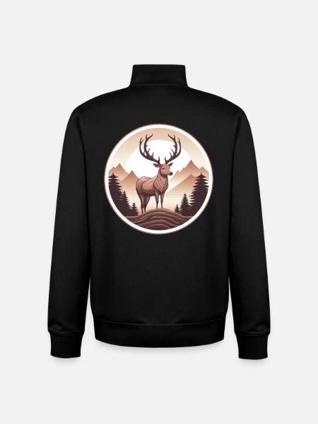 Deer Forest and Mountains - Unisex Organic Zip Sweatshirt by Stanley/Stella - black