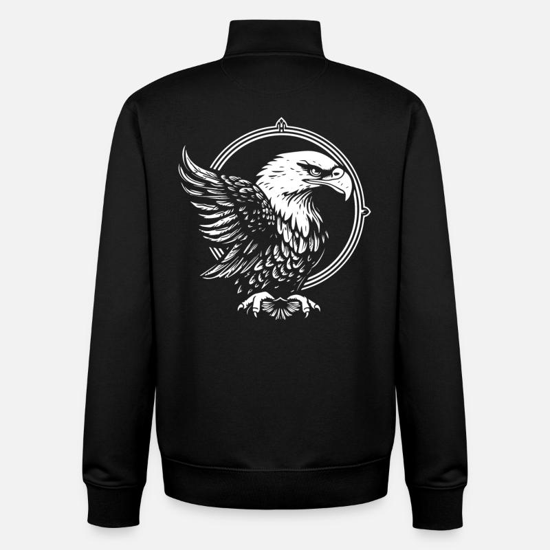 Aigle en cercle - Sweat zippé unisexe en coton bio Stanley/Stella - noir