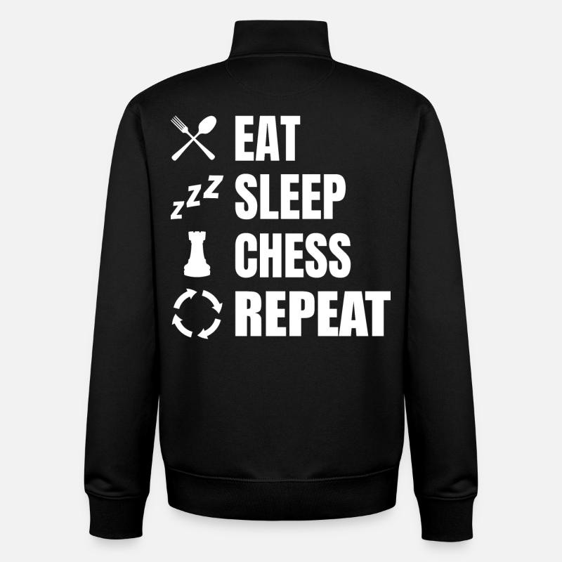 Eat Sleep Chess Repeat - Unisex Organic Zip Sweatshirt von Stanley/Stella - Schwarz