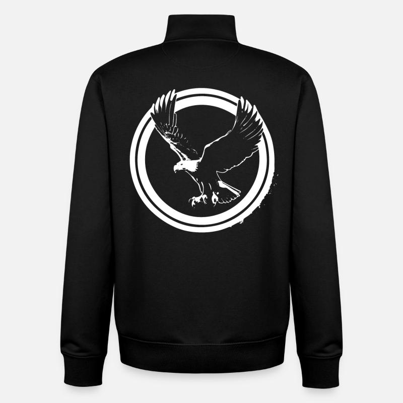 Logo Eagle en rond - Sweat zippé unisexe en coton bio Stanley/Stella - noir