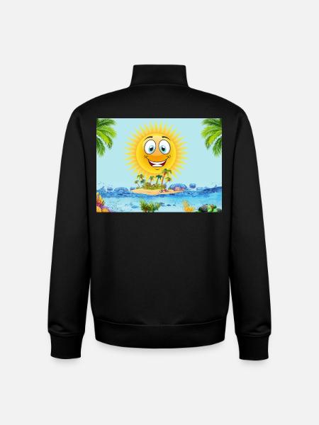 Sunny Island Cartoon Sun - Unisex Organic Zip Sweatshirt by Stanley/Stella - black