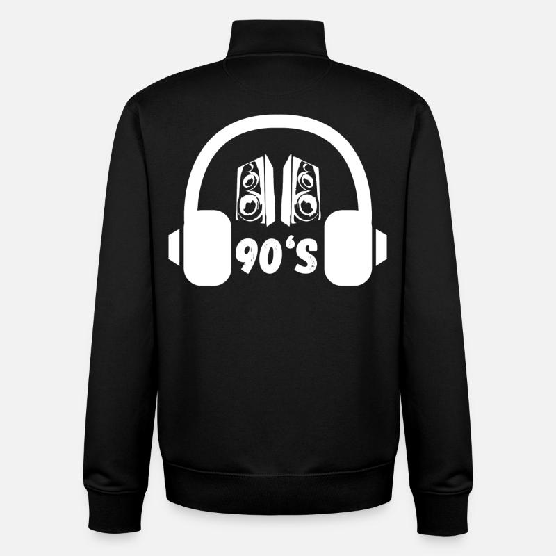 Casques rétro des années 90 - Sweat zippé unisexe en coton bio Stanley/Stella - noir