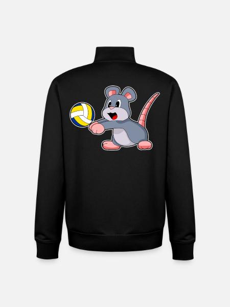 Mouse Volleyball Player Volleyball - Unisex Organic Zip Sweatshirt by Stanley/Stella - black