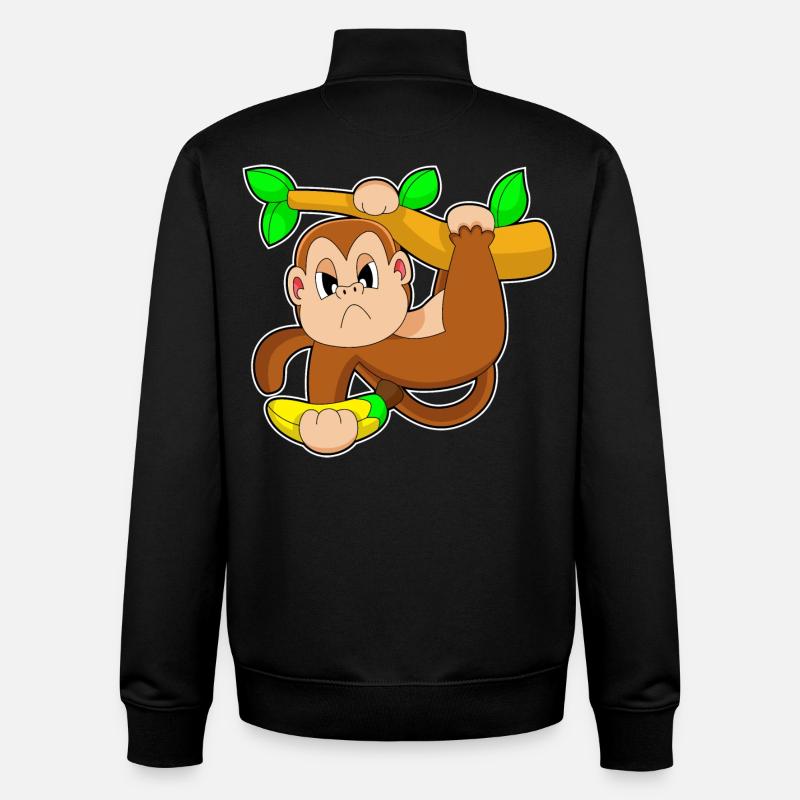 Affe Bodybuilder Hantel Bodybuilding - Unisex Organic Zip Sweatshirt von Stanley/Stella - Schwarz