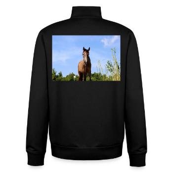 Affiche Cheval Cheval - Sweat zippé unisexe en coton bio Stanley/Stella - noir - Dos - AI Model Male 185 light (185cm)