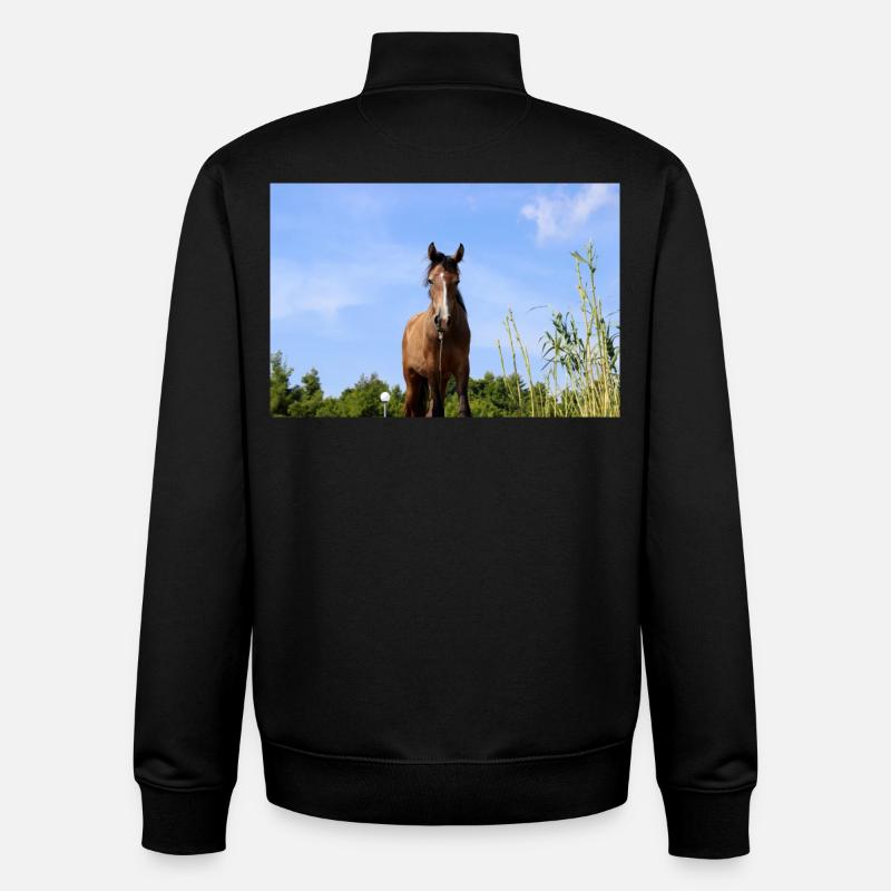 Affiche Cheval Cheval - Sweat zippé unisexe en coton bio Stanley/Stella - noir