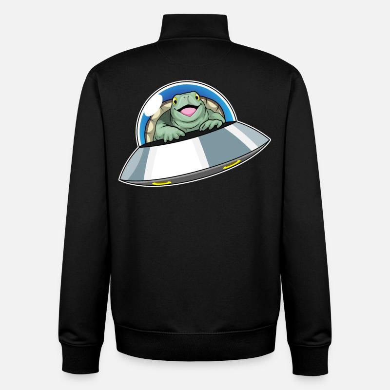 Turtle Spaceship Space - Unisex Organic Zip Sweatshirt by Stanley/Stella - black