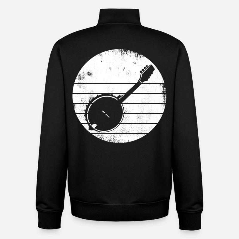 Dessin Banjo - Sweat zippé unisexe en coton bio Stanley/Stella - noir