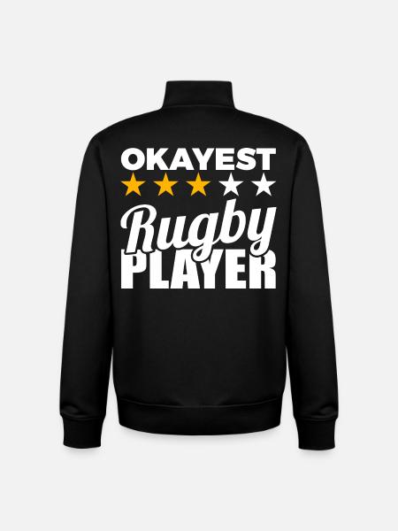 Funny rugby player - Unisex Organic Zip Sweatshirt by Stanley/Stella - black