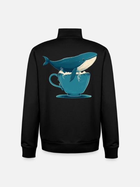 Whale in teacup - Unisex Organic Zip Sweatshirt by Stanley/Stella - black