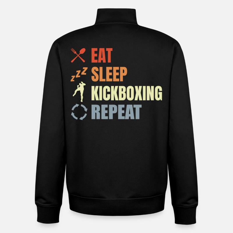 Manger du sommeil Kickbox Répéter - Sweat zippé unisexe en coton bio Stanley/Stella - noir