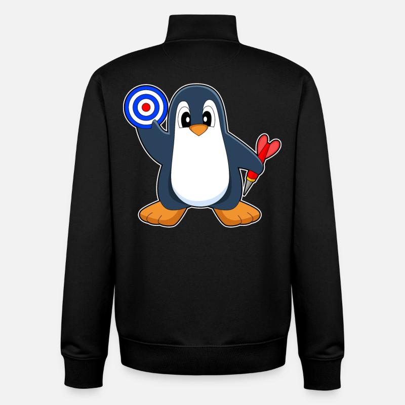 Cible de fléchettes Penguin Dart - Sweat zippé unisexe en coton bio Stanley/Stella - noir