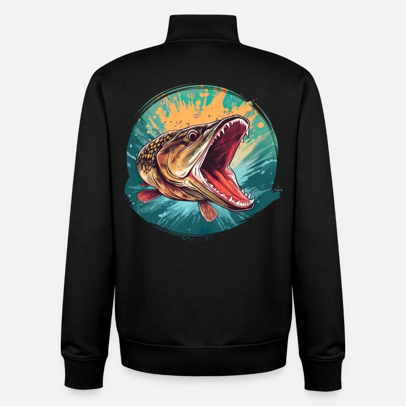 Brochet - Sweat zippé unisexe en coton bio Stanley/Stella - noir