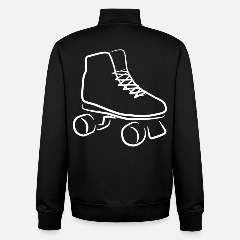 Roller Skates Drawing - Unisex Organic Zip Sweatshirt by Stanley/Stella - black