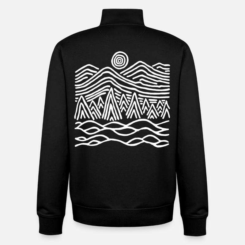 Paysage blanc étrange - Sweat zippé unisexe en coton bio Stanley/Stella - noir
