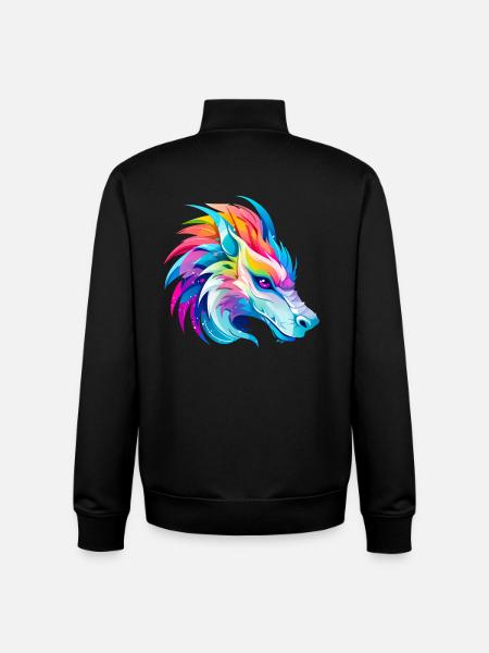 Rainbow Dragon Head - Unisex Organic Zip Sweatshirt by Stanley/Stella - black