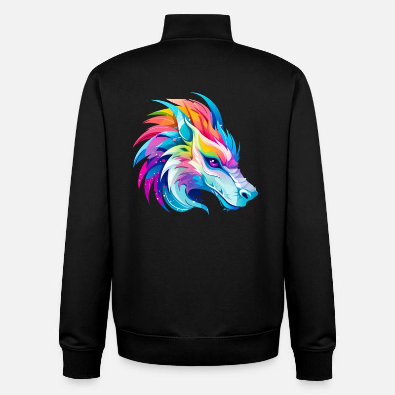 Regenbogen Drache Kopf - Unisex Organic Zip Sweatshirt von Stanley/Stella - Schwarz