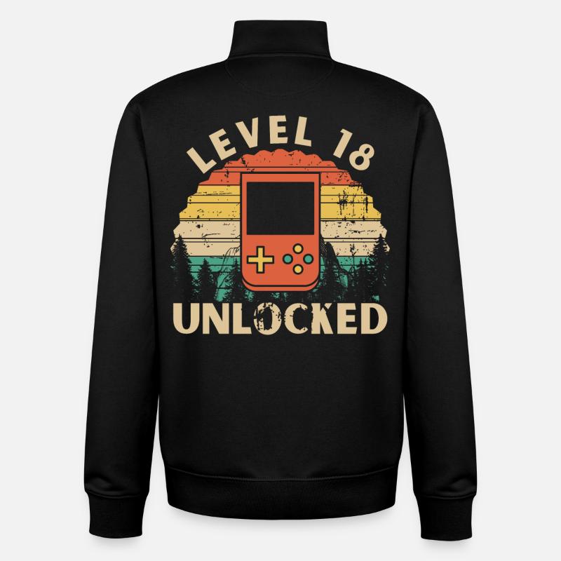 Level 18 Unlocked - Unisex Organic Zip Sweatshirt by Stanley/Stella - black