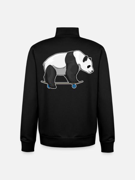 Panda Skater Skateboard - Sweat zippé unisexe en coton bio Stanley/Stella - noir