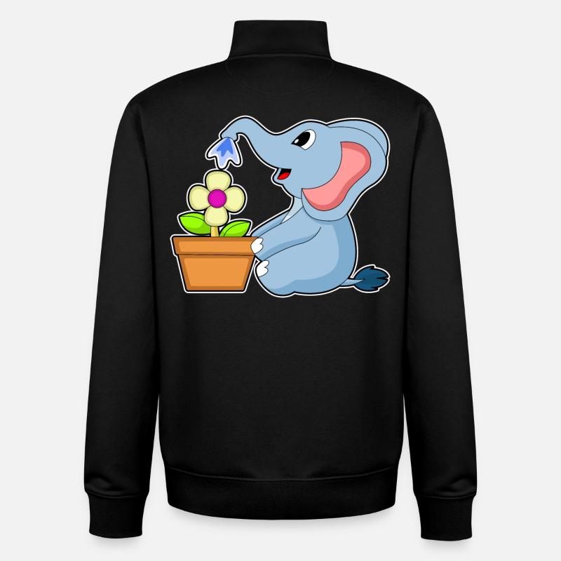Elefant Blumentopf Blume - Unisex Organic Zip Sweatshirt von Stanley/Stella - Schwarz