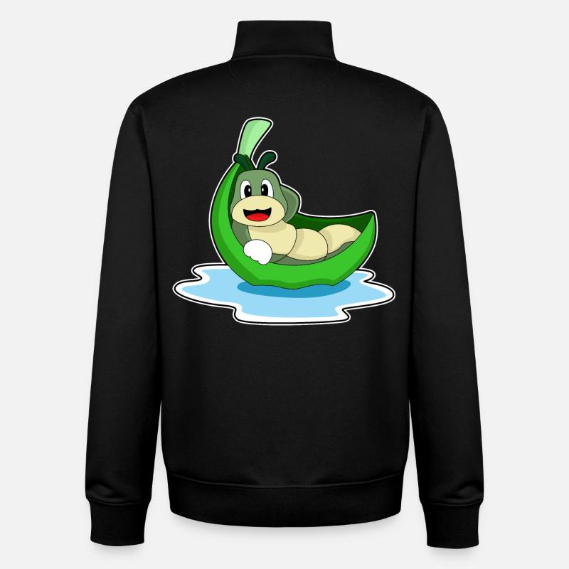 Caterpillar Leaf Boat - Sweat zippé unisexe en coton bio Stanley/Stella - noir