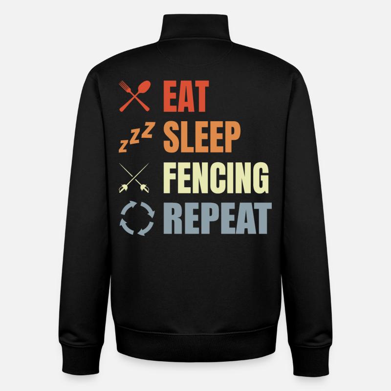 Manger Sommeil Escrime Répéter - Sweat zippé unisexe en coton bio Stanley/Stella - noir