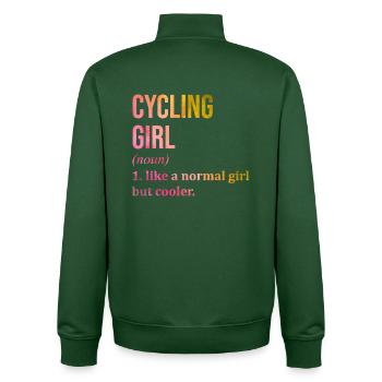 Citation amusante de Cycling Girl - Sweat zippé unisexe en coton bio Stanley/Stella - vert bouteille - Dos - AI Model Male 185 dark (185cm)
