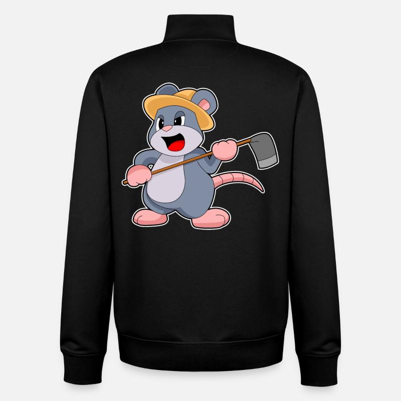 Râteau fermier souris - Sweat zippé unisexe en coton bio Stanley/Stella - noir