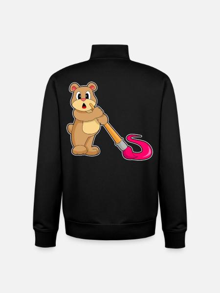 Bear Painter Brush Painting - Unisex Organic Zip Sweatshirt by Stanley/Stella - black