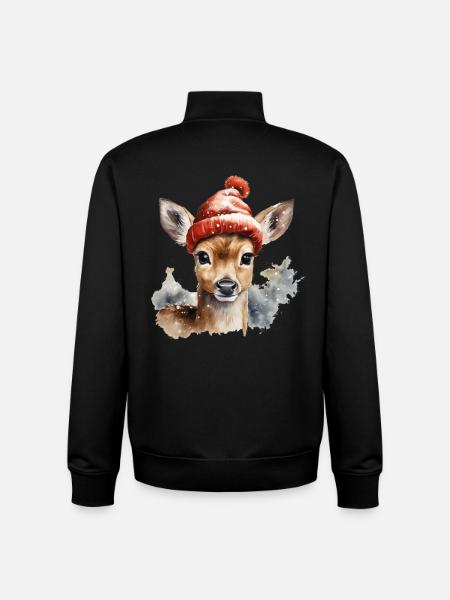 Rehkitz mit Mütze - Unisex Organic Zip Sweatshirt von Stanley/Stella - Schwarz