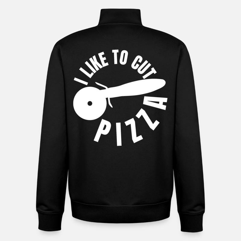 J’aime trancher la pizza - Sweat zippé unisexe en coton bio Stanley/Stella - noir